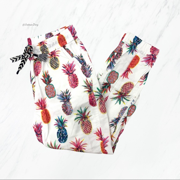 J. Crew Pants - J. Crew- White Multi Ratti Pineapple Joggers Size 2